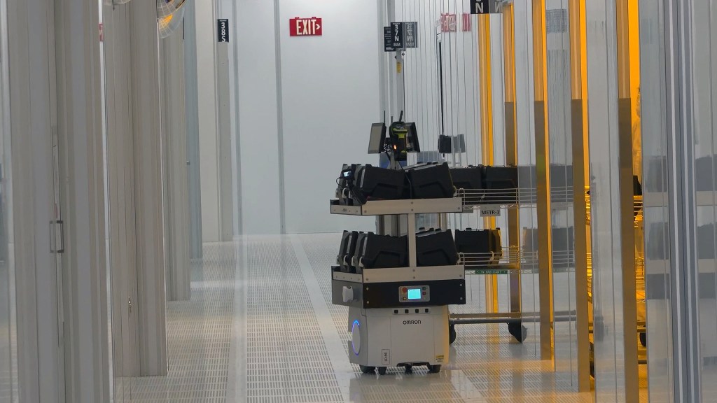 Automated material handling using AMRs on production floor at Polar Semiconductor