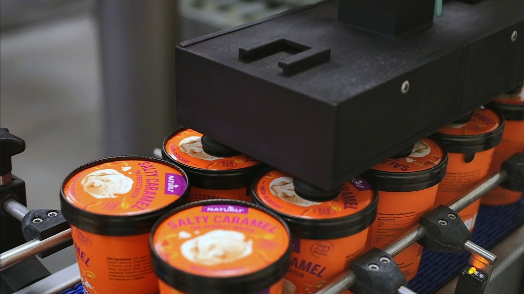 Automated packaging line for vegan ice cream