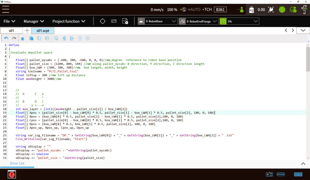 TMflow software script programming
