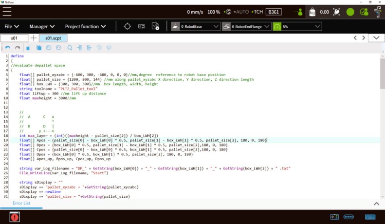 TMflow software script programming