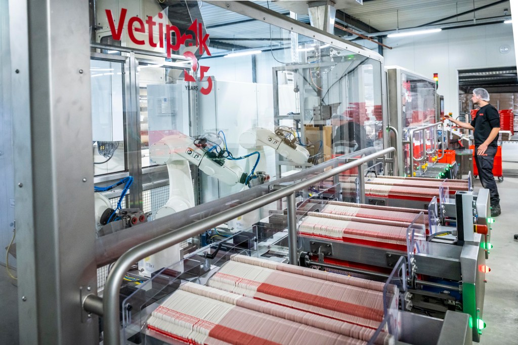 FMCG packaging automation on Vetipak production line