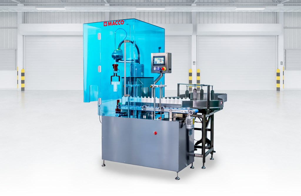 MACCO automated packaging line with OMRON SCARA i4L robots for cosmetics and pharmaceuticals