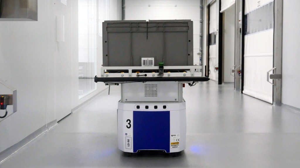 Automated material handling robots in warehouse