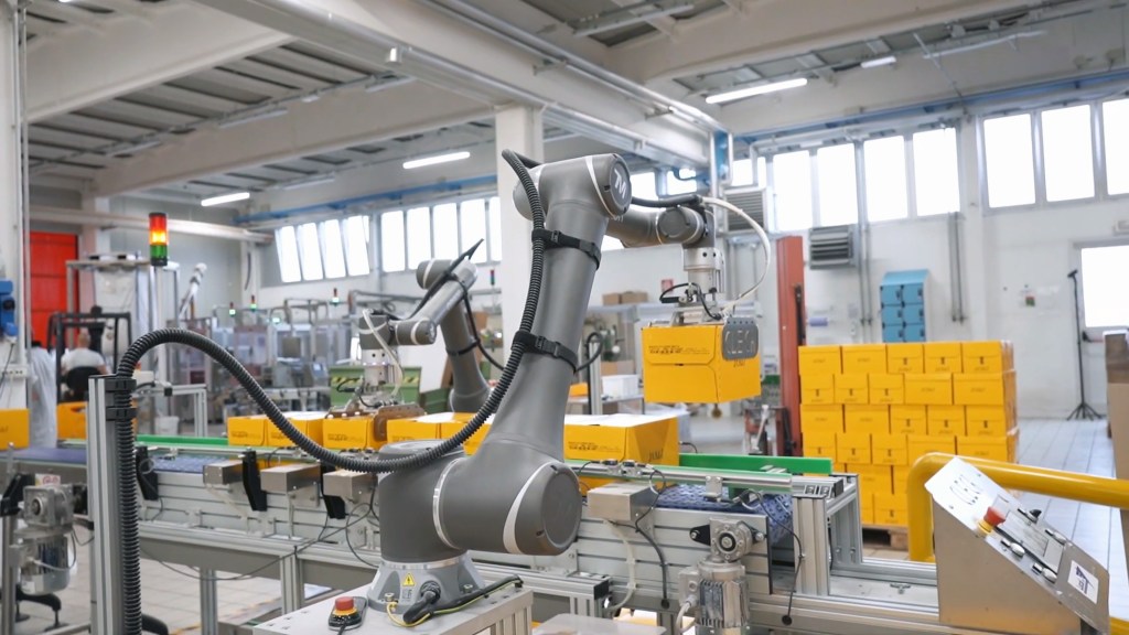 Automated packaging line processing cartons efficiently