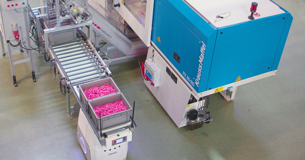 Custom packaging area within TePe automated oral care manufacturing